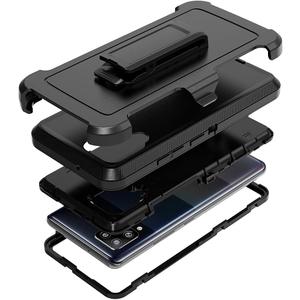 Compatible with Samsung Galaxy A42 5G Case,with Screen Protectors,Heavy Duty Rugged Shockproof Full Body Protection Kickstand Case with Belt Clip Holster for Samsung Galaxy A42 5G (Black)