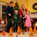 26 Pcs Christmas Ring Toss Game, Soft Plastic Cones Cornhole Bean Bags Carnival Party Games for Christmas Birthday Party Indoor Outdoor Games Supplies