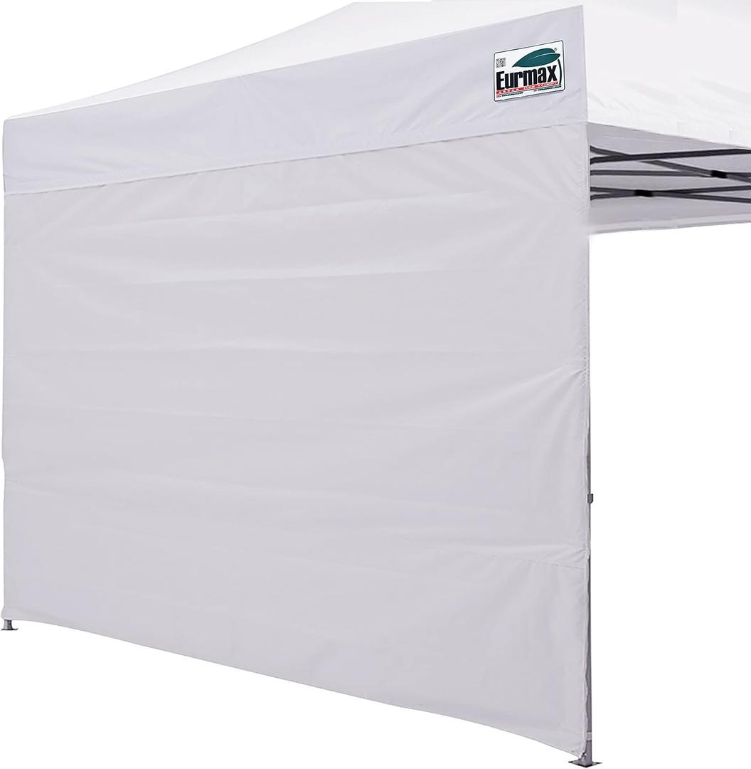 Eurmax USA 10x10 Pop Up Canopy SunWall-UV Protection for Tents,Blocks Sunlight&Wind,Water Resistant Side Wall Only,Easy Hook & Loop Installation,Fit for 10FT Straight Leg Shelters&Gazebo,White