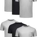 Hanes Pocket T-Shirt Pack, 6-Pack, Cool & Breathable Cotton Tees, Stay-Tucked Undershirts for Men (Large, Black/Grey)