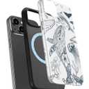 for iPhone 14 Case Cute Wireless Charging Compatible Dual-Layer Shockproof Protection with Stylish Wildflower Design Protective Cover for Women - Oceanic Whale Creatures