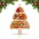 Christmas Tree Serving Tray: 11. 79" x7. 86" Wood Xmas Serving Platters with Handle for Restaurant Home - Xmas Charcuterie Board for Cheese Snacks Appetizers Desserts Food Fruit Sashimi