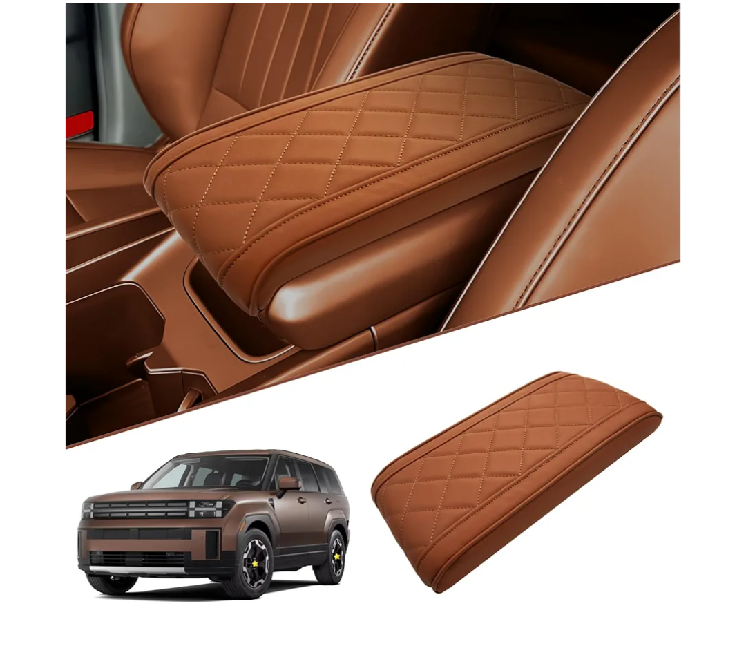 SKTU 2024 2025 2026 Santa Fe Accessories Center Console Cover Compatible with 2024 2025 2026 Hyundai Santa Fe Armrest Cover Hyundai Santa Fe 2024 2025 2026 Accessories Center Console Cushion (Brown)