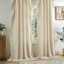 Beige Ruffle Curtains 90 Inches Long 2 Panels Set for Bedroom Living Room Romantic Rod Pocket Light Filtering Victorian Vintage Curtains for Farmhouse Cottage Neutral Window Privacy Decor, 52x90
