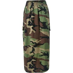 Camo Skirts for Women Fashion Casual Cargo Skirt with Pockets Y2K Street, Large