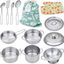 Play Pots and Pans Toys for Kids - Kitchen Playset Pretend Cookware Mini Stainless Steel Cooking Utensils Development Toys for Toddlers & Children Ages 3 Years and up