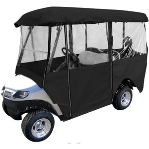 Leader Accessories Deluxe 4-Person Golf Cart Cover Storage Driving Enclosure Fit EZ Go, Club Car, Yamaha Cart (Black)