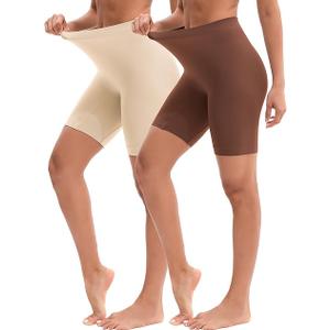 INNERSY Women's Slip Shorts for Under Dresses High Waisted Summer Shorts 2 Pack,Large
