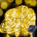 Upgraded 70FT 200 LED Solar Rope Lights, Timer & 8 Modes Trampoline Accessories Solar String Lights, IP65 Waterproof Solar Powered Fairy Lights for Party Garden Yard Tree Camp(Warm White)