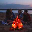 Tioncy 4 Set Fake Fire Campfire Centerpiece 3D Artificial Fake Flames with LED String Lights Fire Cardboard for Summer Camping Party Decorations (11.8 Inch)