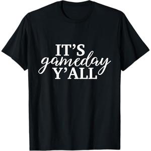It's Game Day Y'all Football, Baseball, Basketball & Soccer T-Shirt (Women's M, Men's XL, Black)