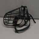 German Shepherd Dog Muzzle Metal Basket for Medium Large Dogs Adjustable Durable Leather Straps Secure Wire Mask for Biting Chewing Barking (Black, L - Size)