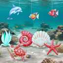Thyle 8 Pieces Under The Sea Party Decorations Large Ocean Party Themed Tropical Fish Hanging Decor for Boys Girls Mermaid Creatures Pool Beach Baby Shower Decorations
