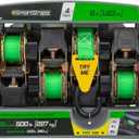 SMARTSTRAPS Retractable Ratchet Tie Down Straps (4 PK) 1,500lb Break Strength, 500lb Safe Work Load, Standard Duty, Secure and Haul ATVs, Lawn Tractors, Cargo, Boxes and Other Small Equipment (Green)