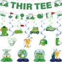 Golf 30th Birthday Decorations Men - 14 Pcs Golf Themed Thir Tee Banners, Hanging Swirls, Honeycomb Table Centerpieces for Him Men 30 Birthday Celebration Sports Party Supplies Decoration