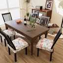 Stretch Dining Chair Seat Covers Set of 6,Dining Chair Slipcovers, Floral Printed Chair Covers,Soft Fabric Washable Upholstered Chair Seat Protector, No Rear Covers for Home Kitchen Dining Room (Whitecherry Blossoms)