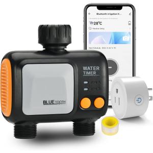 Smart WiFi Water Timer for Garden Hose - 2 Zone Sprinkler Timer with WiFi Hub - Hose Timers for Watering with Rain Delay - Irrigation Sprinkler Controller for Garden Lawns - Works with Alexa