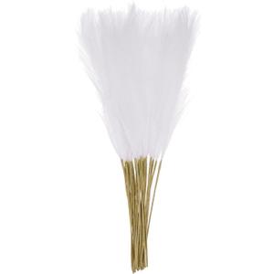 MECCANIXITY 20pcs Dried Faux Pampas 21 Inch Artificial Fake Fluffy Pampas Decor for Fall Home Vase Floor Table Wedding Decorations, White