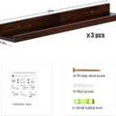 AZSKY Walnut Floating Shelves 24 Inch Picture Ledge Shelf for Wall Photo Shelves with Lip for Pictures Nursery Room Bookshelf Wood Wall Shelves Set of 3 for Bedroom Living Room Bathroom Kitchen