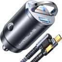 MRGLAS 90W Fast iPhone 17/16 Car Charger, USB C Car Charger with Type C Cable, PD45W & QC45W, Flush Fit, All Metal, Cigarette Lighter RV Power Adapter for iPhone 17 16 Samsung S26 S25 Ultra Pixel 10, Black