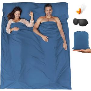 Sleeping Bag Liner,Travel Sheet & Adult Sleep Sack, Camping Sheets Travel Sleep Sack for Backpacking,Hotels & Hostels -Lightweight Single &Double Travel Sheet Camping Sheets