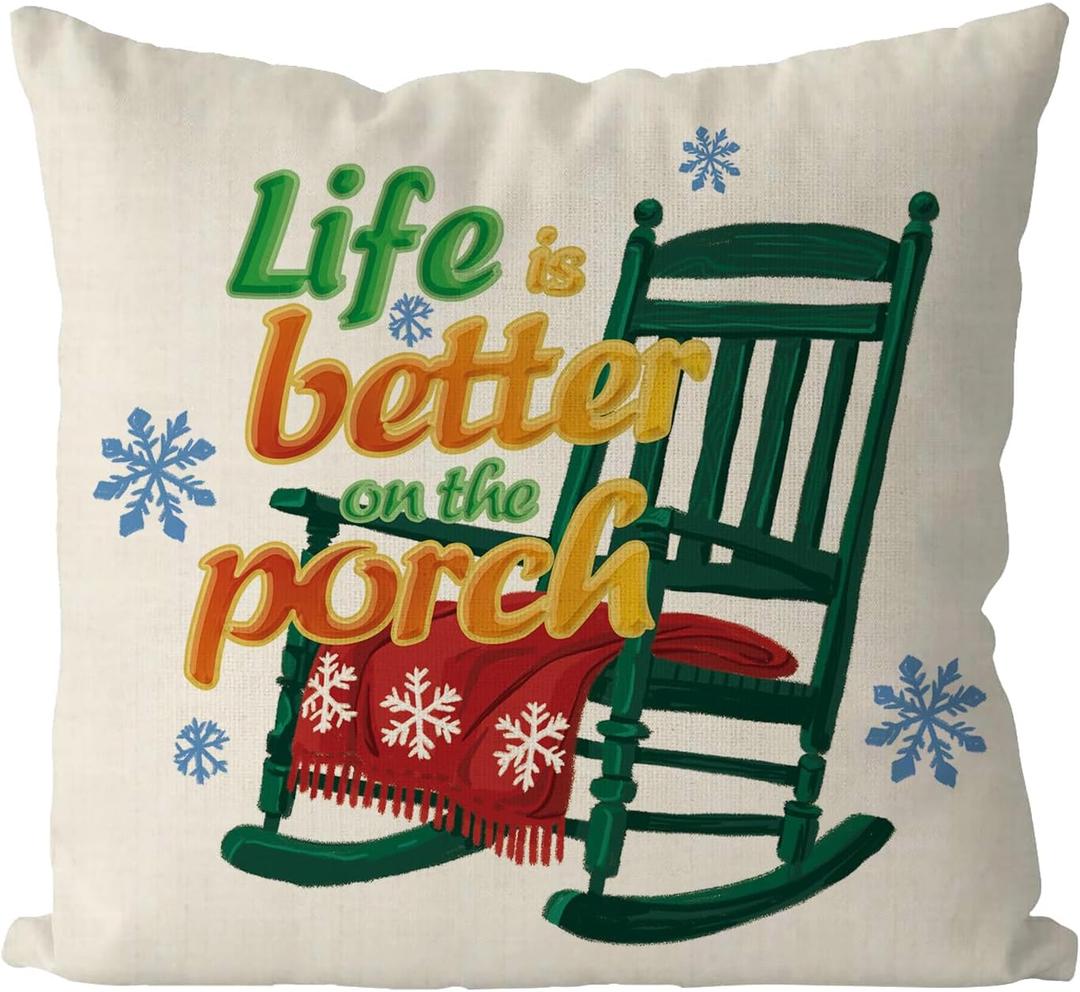 GAGEC Waterproof Christmas Pillow Covers Christmas Porch Decor Xmas Outdoor Throw Pillow Covers Home Sofa Living Room Decorative Cushion Case 18x18 Inch