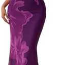 PRETTYGARDEN Womens Summer Dresses 2025 Elegant Spaghetti Straps Evening Gown Floral Print Bodycon Maxi Mesh Sundress, Purple Floral 