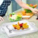 Square Serving Trays with Handles Melamine White 12.5x12.5 Inch Spill Proof Kitchen Eating Trays Set of 2 for Cafeteria Cafe Food Appeizer Dessert Snack Dinner Lunch Breakfast,TR14-02