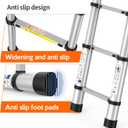 Telescoping Ladder,12.5 FT Extension Ladder, Heavy Duty 330lbs Max Capacity, Multi-Purpose Collapsible Ladder for RV or Outdoor Work Black