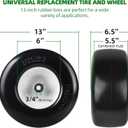 AR-PRO (2-Pack) 13x6.50-6 Flat Free Tire and Wheel - Universal 13x6.5-6 Solid Rubbe Riding Lawn Mower Tire with Rim - With 5.5"-7.8 Centered Hub and 3/4" Bearings extra 5/8" 1/2 Bushings
