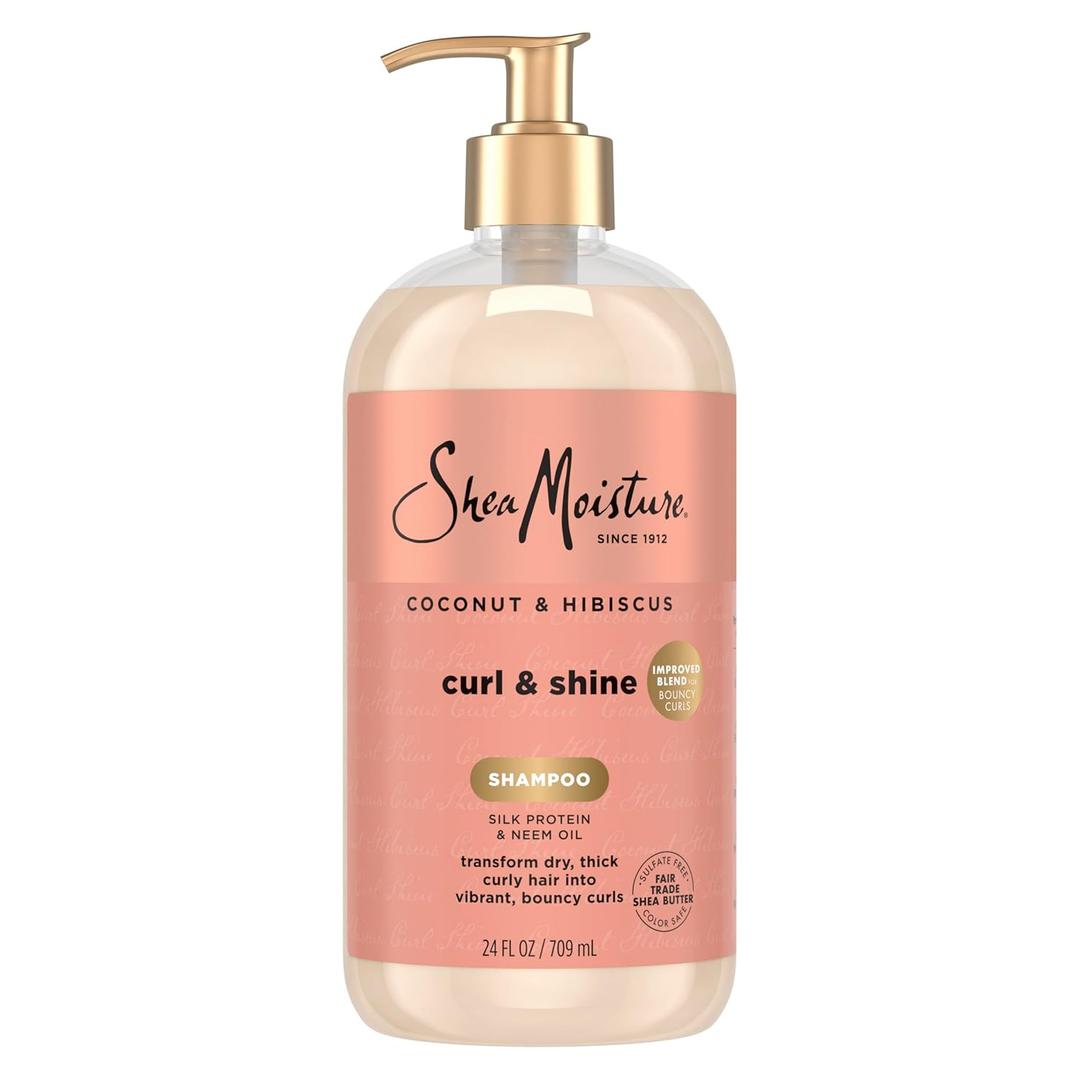 Shea Moisture Shampoo Coconut and Hibiscus, for Thick, Curly Hair, to Cleanse & Hydrate, 24 Fl oz