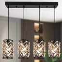 Pendant Lights Kitchen Island, 25.6 Modern Farmhouse Crystal Pendant Lighting, K9 Crystal Chandelier for Dining Room, Entryway & Bar, Adjustable Hanging Light Fixture (E26 Base, Bulbs Not Included)
