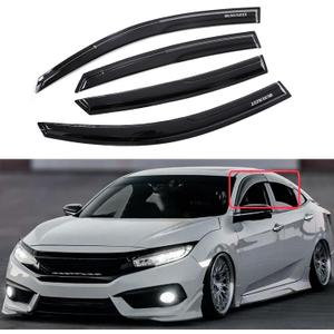 Rain Guards Side Window Visor Vent Outside Mount, 4PCS Fits for Honda Civic 4 Door Sedan 2016 2017 2018 2019 2020 2021 Model Only