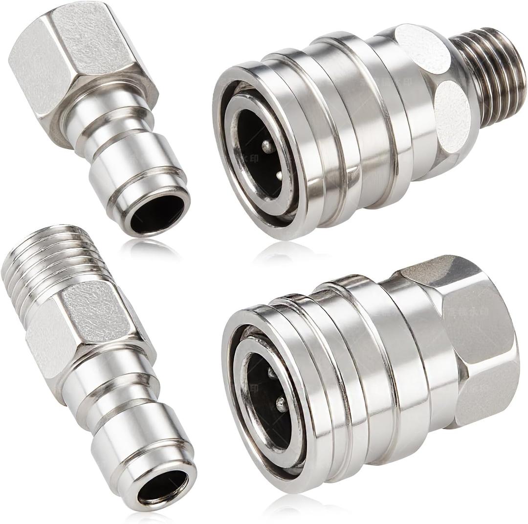 4 PCS Pressure Washer Coupler Quick Connect Fittings1/4 in NPT Female and Male Thread (Premium Pressure Washer Hose Adapter Set), Stainless Steel Hose Connector, 2 Set