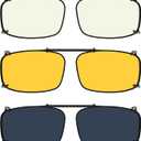 Eyekepper 3-pack Polarized Clip on Sunglasses With Spring Draw Bar Grey/Brown/Green Lens 54 * 34MM
