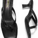 LULLASONG Women's Kitten Heels Sandals Square Open Toe Flip Flop Heels 1.8-2 Inch Heeled Sandals for Women (Black)