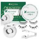 KEYYOU Daily Wear Reusable Magnetic Eyelashes 2 Pair with Applicator No Glue Needed 3D Natural Magnetic Lashes, Easy to Apply & Long Lasting for Daily Use & Events(A01+A02)