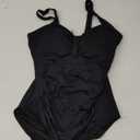 Tempt Me Women Ruched Slimming One Piece Swimsuits Tummy Control Vintage Bathing Suits (Black, M)