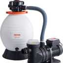 VEVOR 16-inch Sand Filter Pump for Above Ground, Digital Programmer Timer, 3500 GPH, 1 HP Pool Pumps System & Filters Combo Set with 6-Way Multi-Port Valve & Strainer Basket, Easy Installation (White)