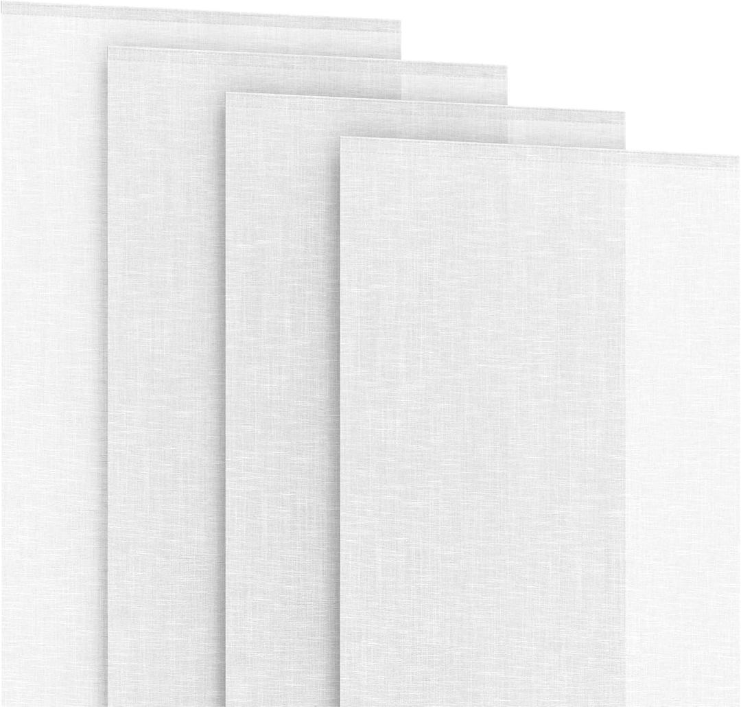 4-Panel Replacement Fabric for Sliding Panel Track Blinds 23" W x 96" L Fabric Only Pre-Attached Hook & Loop Fasteners Trimmable, No Bottom Rail Included, Light Filtering - White