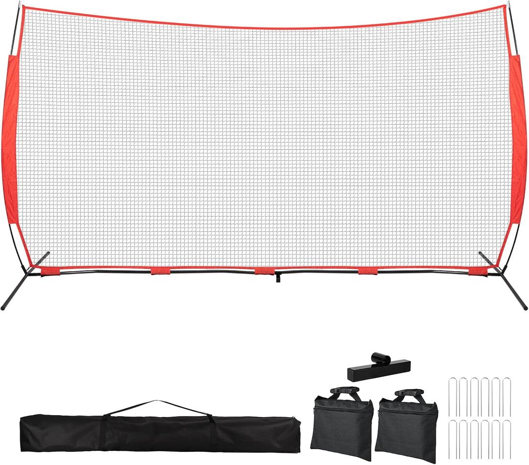 10x20ft Portable Sport Net with Handbag and 12 Ground Nails. Stable Backstop Net for Softball, Lacrosse, Soccer, Baseball. Ball Stop Equipment for Backyard Garden Training（Only Block）