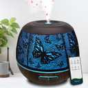 Roonbo Diffusers for Essential Oils Large Room 400ml,Essential Oil Diffuser for Home with R/C,Cool Mist Humidifiers for Bedroom,7 Colors Changed & 3 Mist Mode Waterless Auto Off for Decor Butterfly