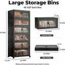 6-Tier Foldable Storage Cabinet with Wheels & Lid, 291QT Extra Large Stackable Organizer, No Tool Required, Storage Cabinet for Garage, Home Office, Pantry, Kitchen, Dorm