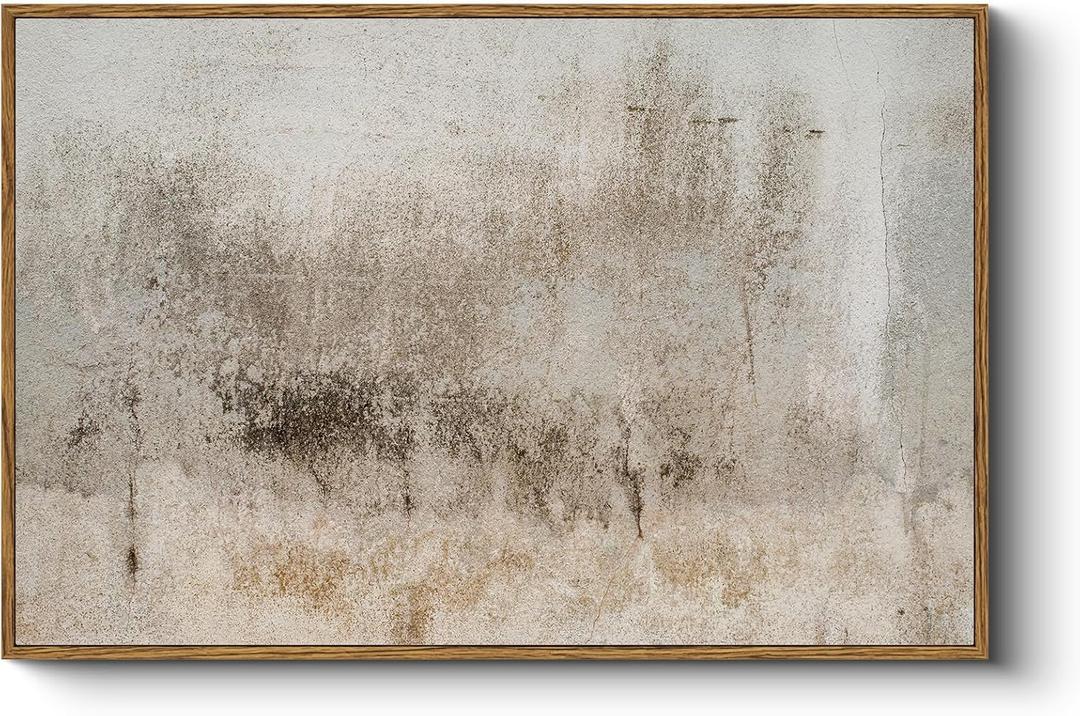 Large Abstract Framed Canvas Wall Art, Rustic Beige Gray Textured Neutral Canvas Print, Industrial Chic Modern Farmhouse Minimalist Home Decor Living Room Bedroom Office Decor 16"x24"