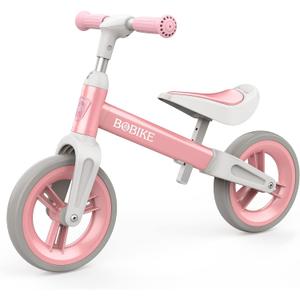 Bobike Toddler Balance Bike Toys for 1 to 4 Year Old Girls Boys Adjustable Seat and Handlebar No-Pedal Training Bike Best Gifts for Kids (Pink)
