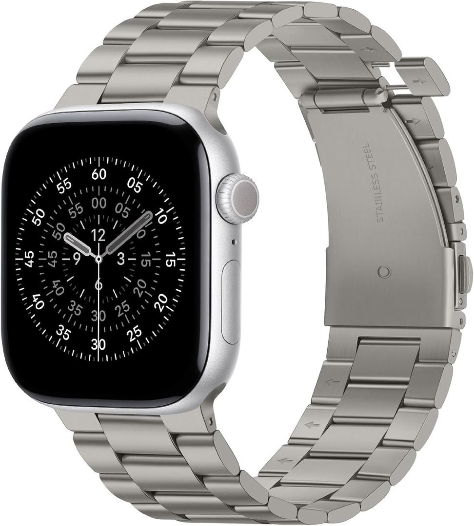 No Tool Needed Bands Compatible with Apple Watch Band 42mm 41mm 40mm 38mm for Women Men, Detachable Metal Strap for iWatch SE Series 11 10 9 8 7 6-1, (Titanium)