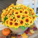 Sunflowers Artificial Flowers, 10 Bunches Fake Sunflower Artificial Flowers for Outdoors Fall Autumn Decoration Look Real UV Resistant Fake Flowers for Home Porch Garden Wedding Party Office Indoor