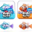 Robo Alive Robo Fish Robotic Swimming Fish (Teal + Orange) by ZURU Water Activated, Changes Color, Comes with Batteries(2 Pack) Series 3