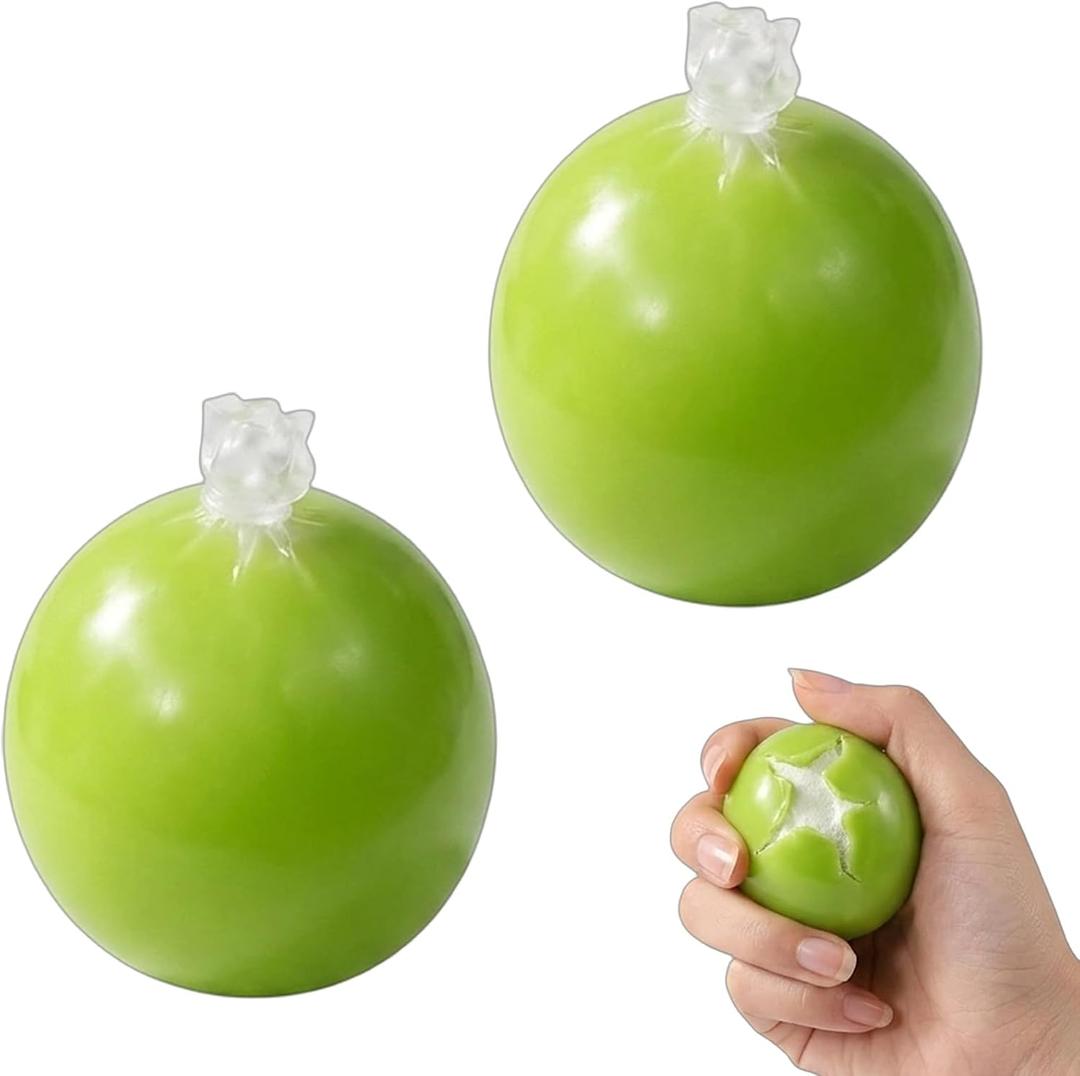 2 PCS Wax Cracking Squishies, Snowball Squishies Set, Crispy Stress Ball for Anxiety Relief and Focus Improvement, Sensory Fidget Tool for Office and Travel Use (Green)