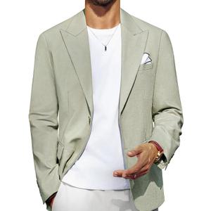 PJ PAUL JONES Blazer for Men Casual Cotton-Linen Sport Coat Lightweight 2 Button Lined Blazer Jacket (Green, XXL)